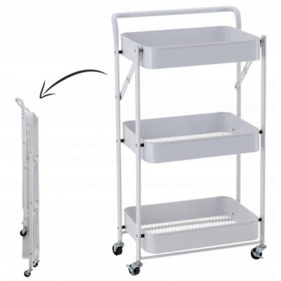 Kuchyňský a servírovací vozík na kolečkách kovový bílý